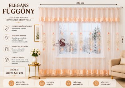 Elegáns hímzett függöny 280 x 220 cm