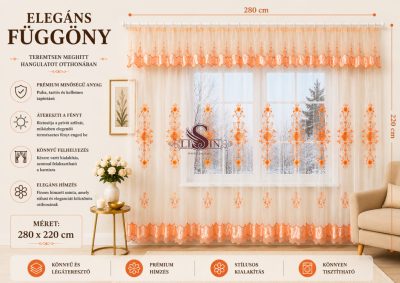 Elegáns hímzett függöny 280 x 220 cm