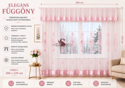 Elegáns hímzett függöny 280 x 220 cm