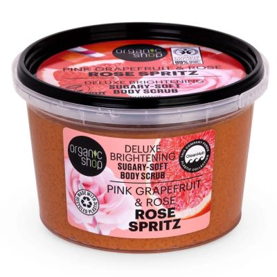 Organic Shop Rose Spritz Luxus ragyogásfokozó testradír grapefruittal és rózsával, 250 ml