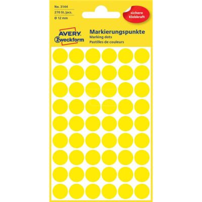 Avery öntapadó jelölő címke 12mm SÁRGA (3144)