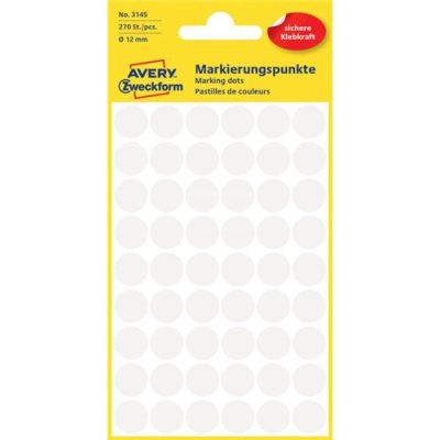 Avery öntapadó jelölő címke 12mm FEHÉR (3145)