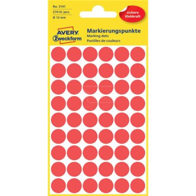 Avery öntapadó jelölő címke 12mm PIROS (3141)