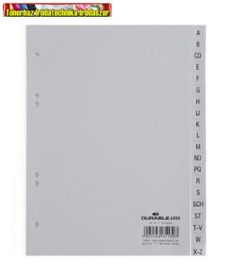 Regiszter műanyag A/5 A-Z szürke Durable 6550 ( 20 részes )