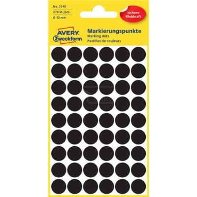 Avery öntapadó jelölő címke 12mm FEKETE (3140)