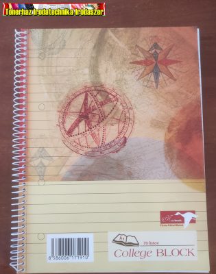 Spirálfüzet A5 vonalas , perforált, lyukasztott, 70 lap NoteBook