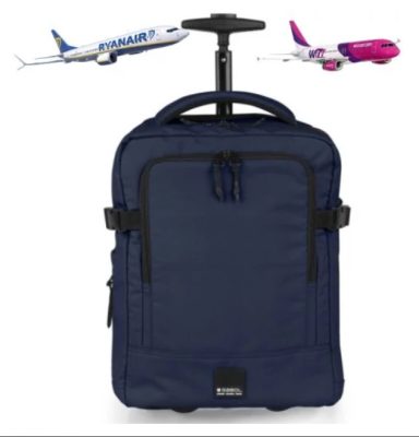 Gurulós hátizsák, kézipoggyász 40x30x20 Ryanair Wizzair bővíthető sötétkék Gabol Vancouver