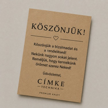 Köszönőkártya 100x150mm KRAFT natúr karton újrahasznosított, 160 gr.