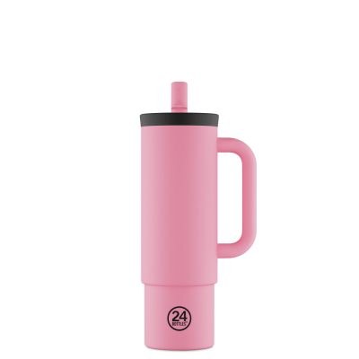 24BOTTLES Straw Cup 800ml rozsdamentes acél bögre szívószállal, Flamingo