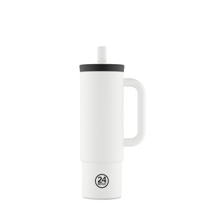 24BOTTLES Straw Cup 800ml rozsdamentes acél bögre szívószállal, Ice White