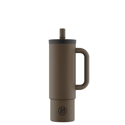 24BOTTLES Straw Cup 800ml rozsdamentes acél bögre szívószállal, Mocha