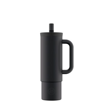24BOTTLES Straw Cup 800ml rozsdamentes acél bögre szívószállal, Tuxedo Black