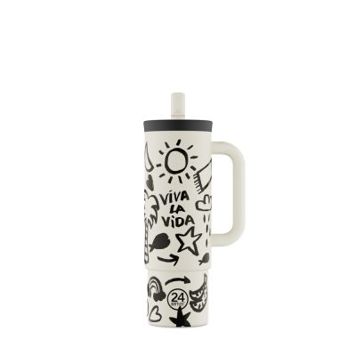 24BOTTLES Straw Cup 800ml rozsdamentes acél bögre szívószállal, Viva la Vida