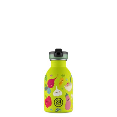 24BOTTLES Kids Urban 250ml rozsdamentes acél kulacs szívószálas kupakkal, Veggie Friends