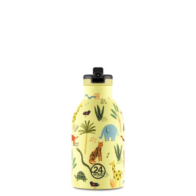24BOTTLES Kids Clima 330ml rozsdamentes acél termosz szívószálas kupakkal, Jungle Friends