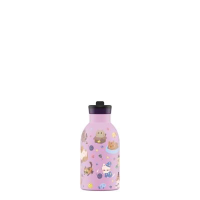 24BOTTLES Kids Clima 330ml rozsdamentes acél termosz szívószálas kupakkal, Meow Friends