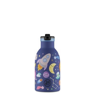 24BOTTLES Kids Clima 330ml rozsdamentes acél termosz szívószálas kupakkal, Space Friends