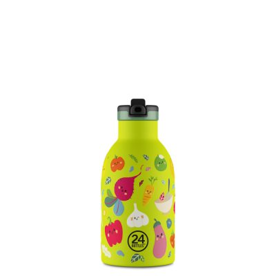 24BOTTLES Kids Clima 330ml rozsdamentes acél termosz szívószálas kupakkal, Veggie Friends