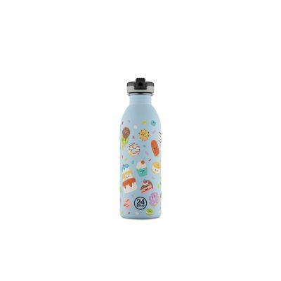 24BOTTLES Kids Urban 500ml rozsdamentes acél kulacs szívószálas kupakkal, Sweet Friends