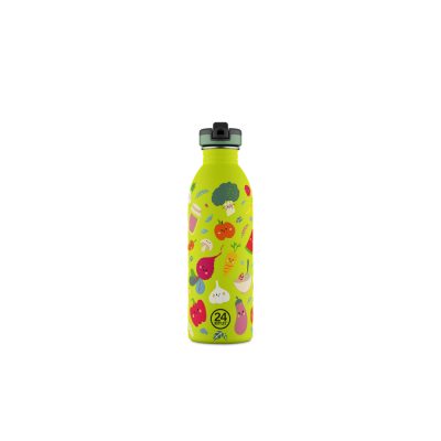 24BOTTLES Kids Urban 500ml rozsdamentes acél kulacs szívószálas kupakkal, Veggie Friends