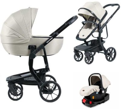 Mama Kiddies® Icon 4 az 1-ben multifunkciós babakocsi kiegészítőkkel bézs színben ISOFIX talppal + Ajándék