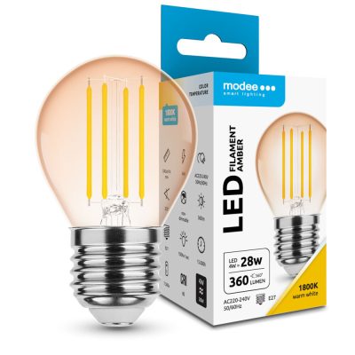 Modee LED Izzó Filament Amber Globe Mini G45 4W E27 320° 1800K ,360 lumen