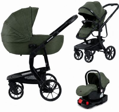 Mama Kiddies® Icon 4az1-ben multifunkciós babakocsi kiegészítőkkel zöld színben ISOFIX talppal + Ajándék