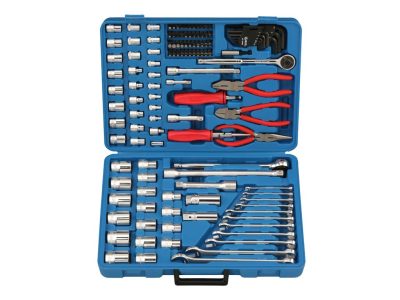 Crowafej, bit, csillagvillás és imbuszkulcs készlet, fogók és kiegészítők, 1/4" - 3/8" - 1/2", 125 darabos