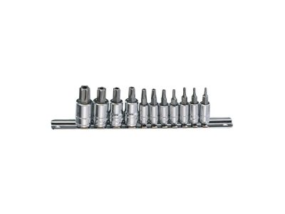Ötágú lyukas torx bit készlet crowa foglalatban, 1/4" és 3/8", 11 darabos