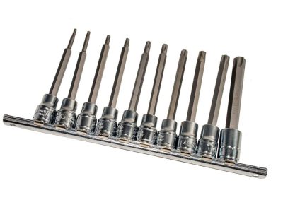 Hosszú torx (külső) bit készlet crowa foglalatban, 3/8", 10 darabos 