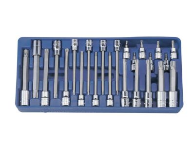 T-torx bit készlet crowa foglalatban, 3/8" és 1/2", 24 darabos