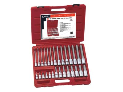 Imbusz bit készlet crowa foglalatban, metrikus 3/8" és 1/2", 28 darabos