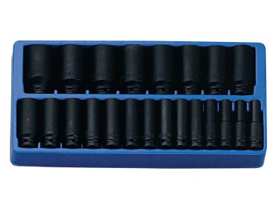 Légkulcsfej készlet, colos, hosszú, 1/2", 22 darabos