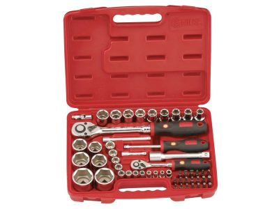 Crowafej és bit készlet, metrikus 1/4" és 1/2", 54 darabos