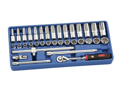 Crowafej készlet, metrikus, hosszú és normál, 3/8", 35 darabos