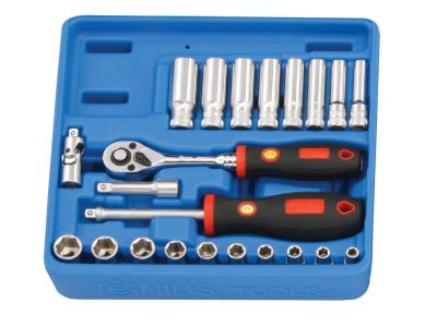 Crowafej készlet, metrikus, hosszú és normál, 1/4", 22 darabos