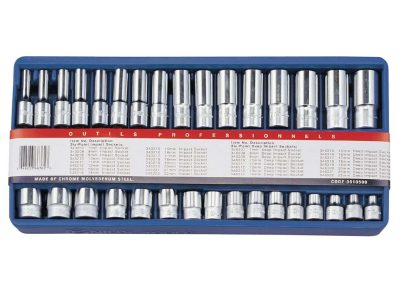 Crowafej készlet, metrikus, hosszú és normál, 3/8", 32 darabos