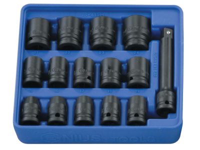 Légkulcsfej készlet, metrikus, 1/2", 15 darabos