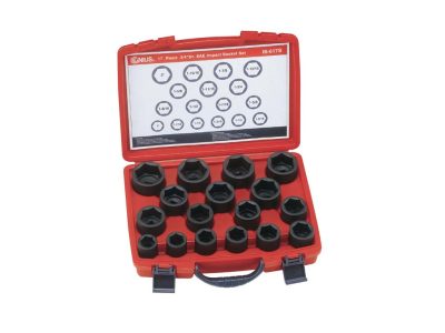 Légkulcsfej készlet, colos, 3/4", 17 darabos