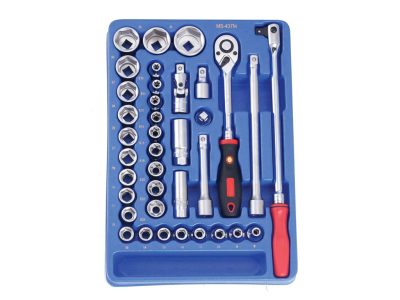 Crowafej készlet, E-torx és 6-lapos, metrikus, 1/2", 37 darabos