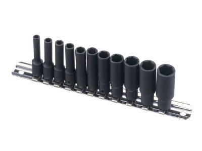 Légkulcsfej készlet, metrikus, hosszú, 1/4", 11 darabos