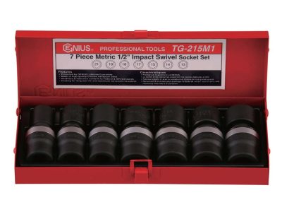 Csuklós légkulcsfej készlet, metrikus 1/2", 7 darabos