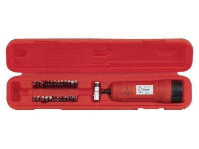 Nyomaték csavarhúzó készlet 6 féle bittel, 1/4", 27 darabos