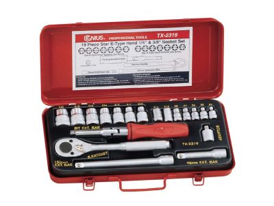 Crowafej készlet, E-torx, 1/4 és 3/8", 19 darabos