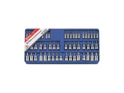 Bit készlet crowa foglalatban (lapos, csillag, imbusz M+C,t-torx, XZN), 1/4" és 3/8", 53 darabos