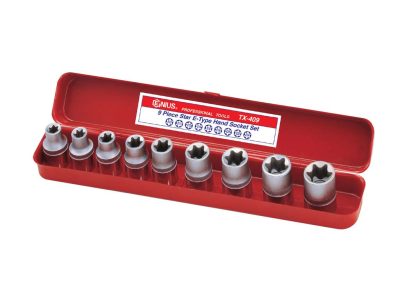 Crowafej készlet, E-torx, 1/2", 9 darabos 