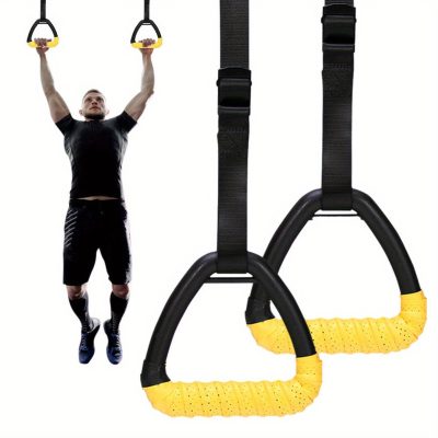 Felnőtt fitnesz tornagyűrű készlet - 2M állítható, csúszásmentes PP húzódzkodó gyakorlati fogantyúk otthoni edzőtermi erőnléti edzéshez - Töltés nélküli, elem nem szükséges