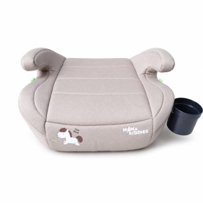 Mama Kiddies® i-Size HappyRide ülésmagasító (125-150 cm) bézs színben póni mintával – Ajándék pohártartó