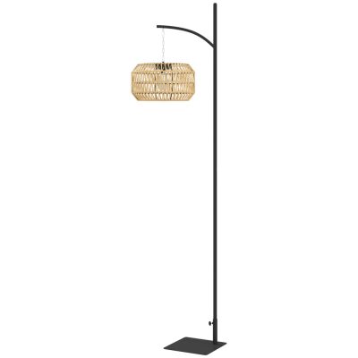 Napelemes rattan állólámpa íves karral Boho stílusú kültéri LED lámpa fényérzékelővel, 178 cm