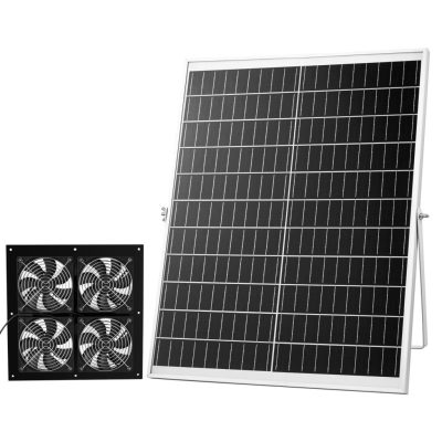 25W napelemes ventilátor 4 ventilátorral 12V-os szellőztető üvegházhoz, tyúkólhoz és állattartó épületekhez